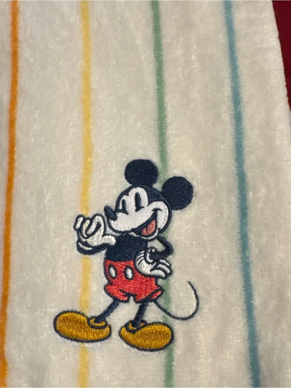 Disney Mickey Mouse Striped bath Towel - Cream with Multicolor Stripes